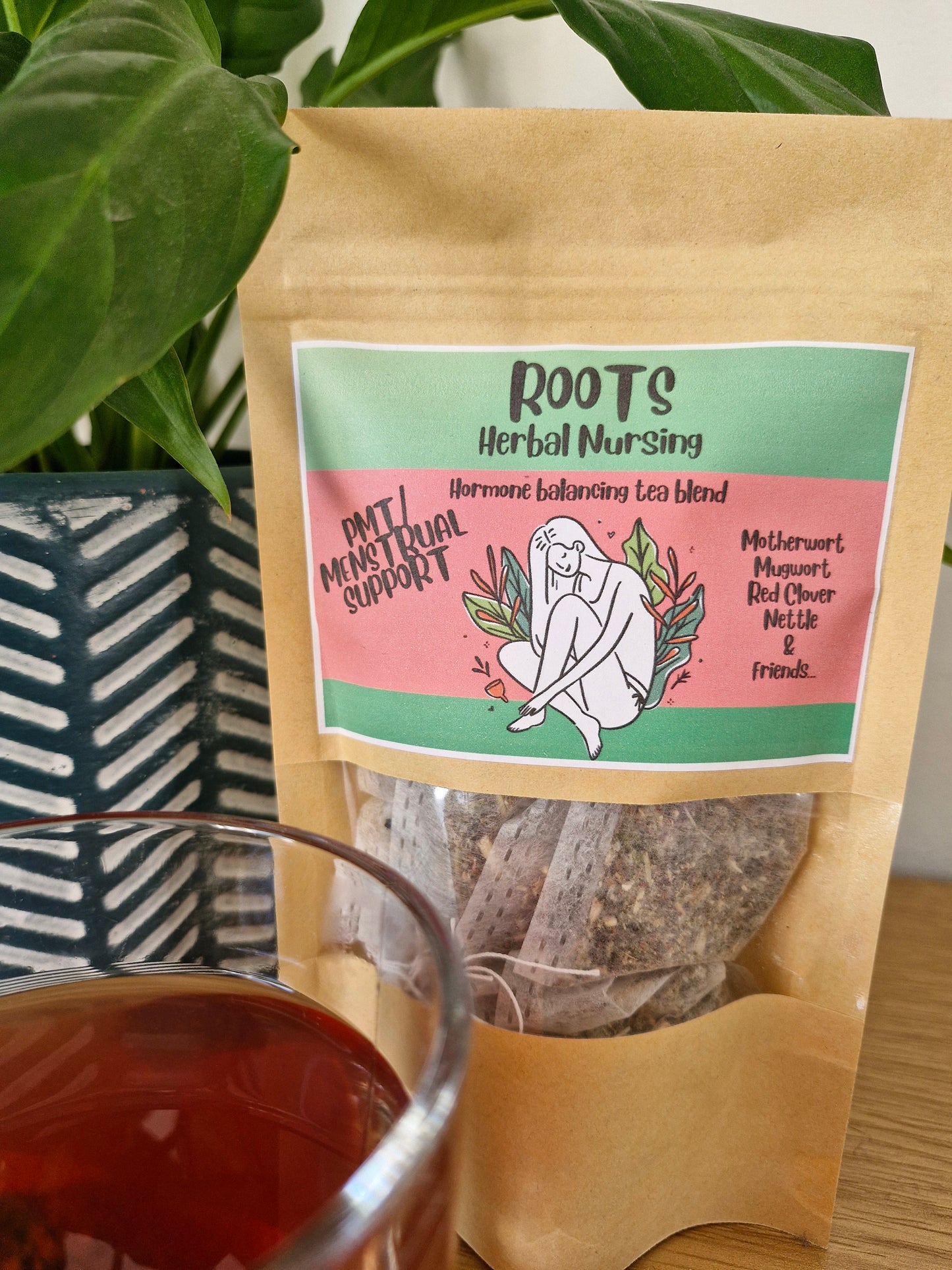 PMT/Hormonal Support - herbal tea blend for hormone and mood balancing, restorative system support through menstrual cycle