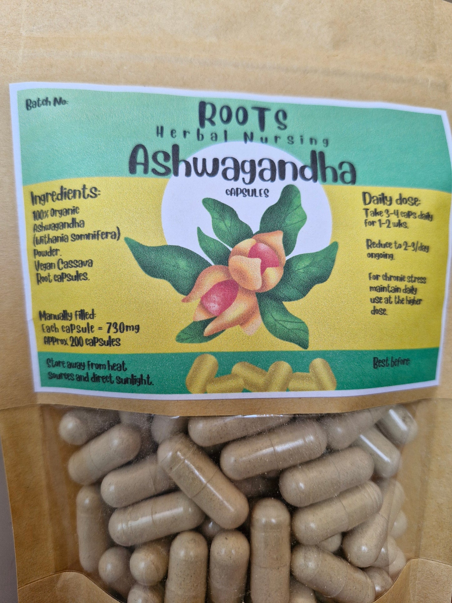 ASHWAGANDHA 'Withania somnifera' HIgh dose (730mg) - adaptogen support for everyday and acute stress, increasing resilience, energy levels, mental & physical function, and overall ability to cope. (40 capsule pack)