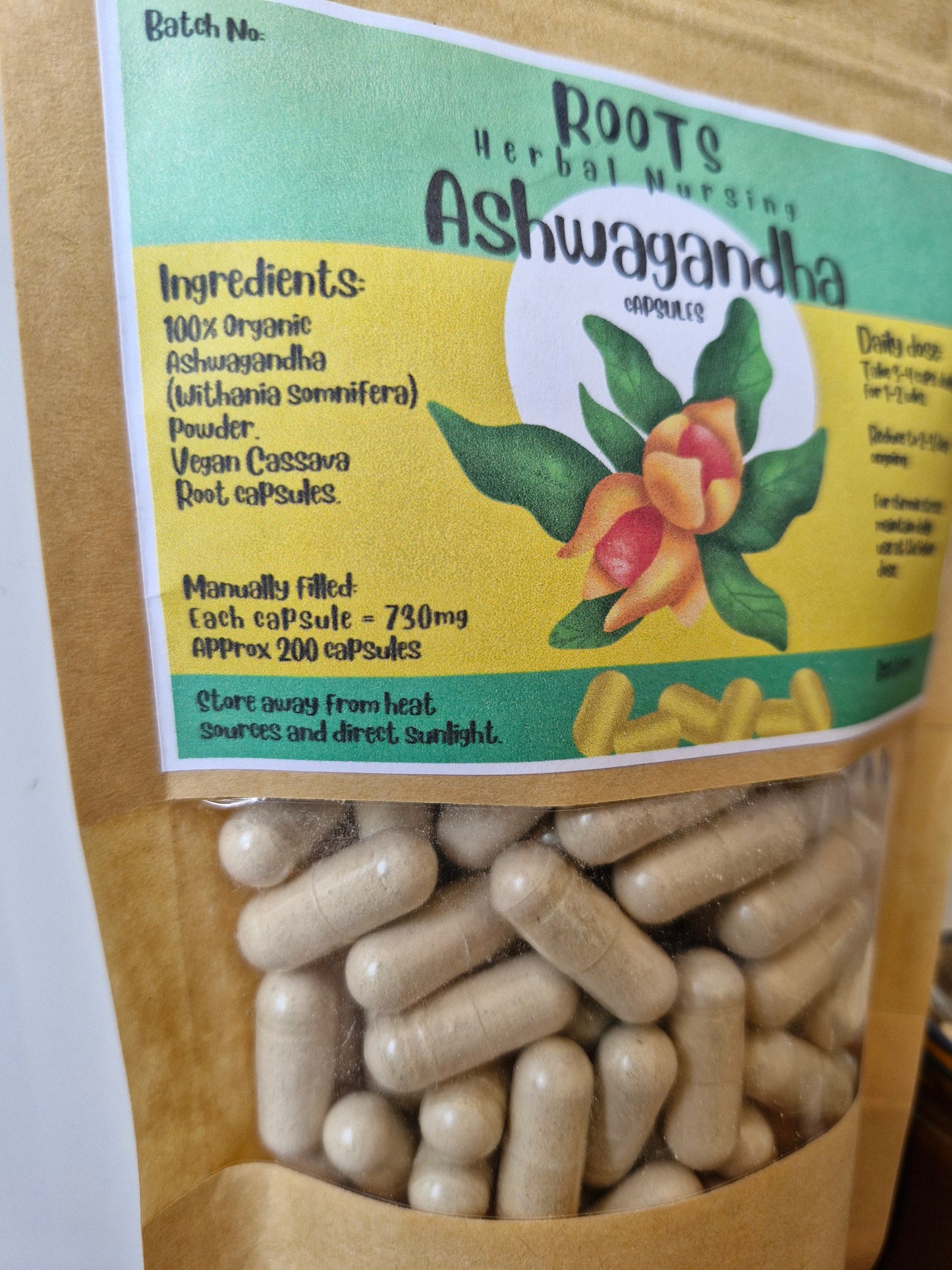 ASHWAGANDHA 'Withania somnifera' HIgh dose (730mg) - adaptogen support for everyday and acute stress, increasing resilience, energy levels, mental & physical function, and overall ability to cope. (40 capsule pack)